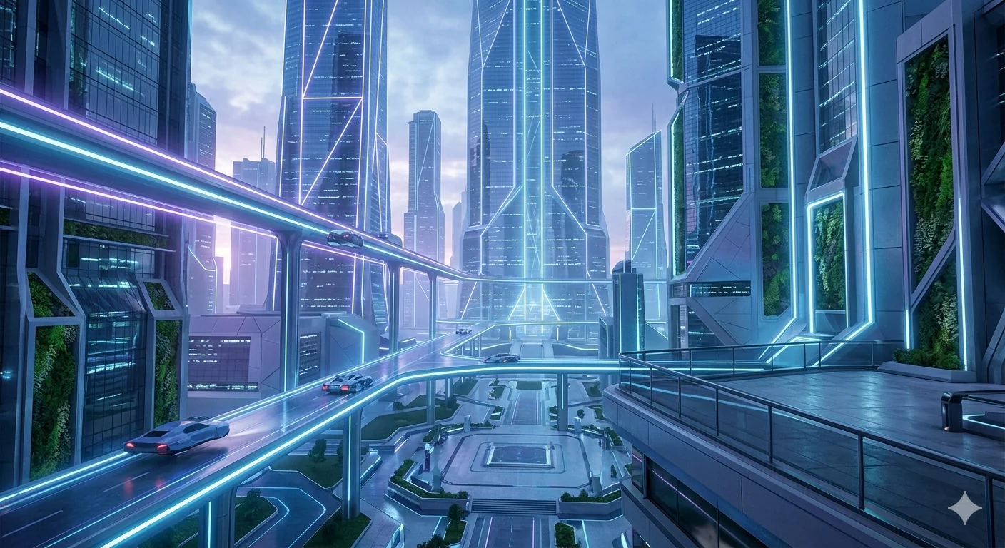AI futuristic cityscape